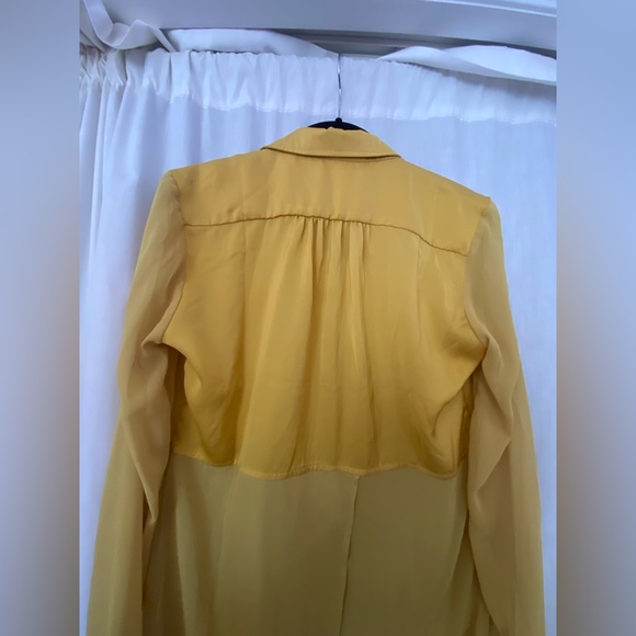 Free People Button Down Blouse golden / mustard yellow bottom half translucent💛 - Picture 9 of 9